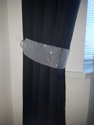 Curtain tie backs, Pair Of Diamante Effect Crystal, extra wide 12cm, hold Backs for Curtains & Voiles NO STONES by Crystal wedding uk