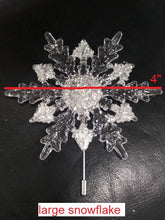 Load image into Gallery viewer, Crystal Snowflake Boutonniere: Winter Wedding Groom Accessory
