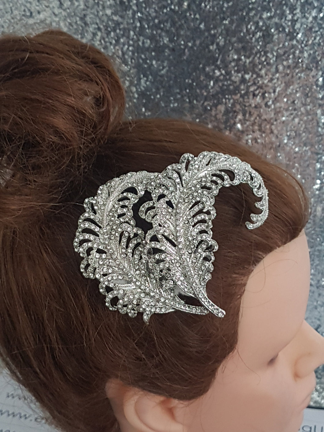 Crystal Vintage style 'Feather' Wedding Hair Slide Bride Bridesmaid hair clip Great Gatsby Vintage Glam Art Deco by Crystal wedding uk