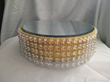 Load image into Gallery viewer, Crystal Effect Wedding Cake Stand: Waterfall Design, Acrylic Mirror Top
