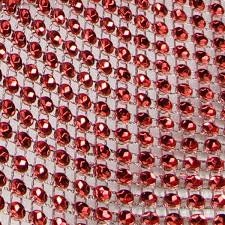 Red, Rhinestone ribbon, buy 1 get 1 free - Diamond Mesh, Diamante Bling, Crystal trim 1 METER cake trim. by Crystal wedding uk