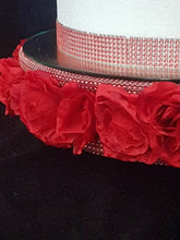 Load image into Gallery viewer, Red Rose Wedding Cake Stand: Diamante Mirror Display
