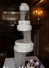 Load image into Gallery viewer, Crystal Chandelier Wedding Cake Stand with LED Lights - 3 Tier Illusion Set
