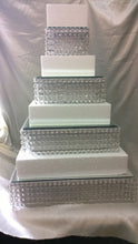 Load image into Gallery viewer, Faux crystal tiered stacked cake stands cake dividers + LED lights by Crystal wedding uk
