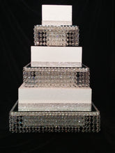 Load image into Gallery viewer, Faux crystal tiered stacked cake stands cake dividers + LED lights by Crystal wedding uk
