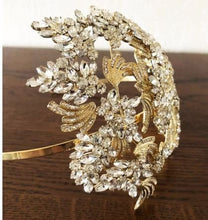 Load image into Gallery viewer, large Vintage couture inspired crystal tiara side hair piece by Crystal wedding uk
