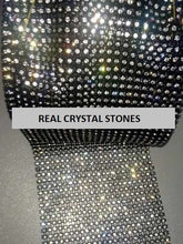 Load image into Gallery viewer, Clear crystal ribbon, 1yard. GLASS CLEAR STONES, gold or silver by Crystal wedding uk
