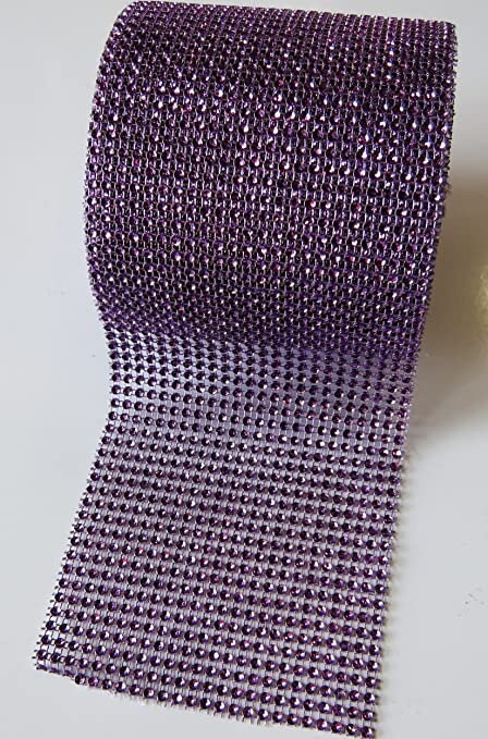 DARK PURPLE Rhinestone ribbon, Diamond Mesh, Diamante Bling, Crystal trim 1 METER cake trim. by Crystal wedding uk