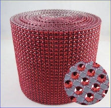 Load image into Gallery viewer, Red, Rhinestone ribbon, 4 meters - Diamond Mesh, Diamante Bling, Crystal trim cake trim. by Crystal wedding uk
