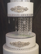 Load image into Gallery viewer, Beaded Wedding Cake Stand Crystal Illusion Floating cake Display with Lights
