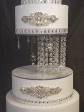 Load image into Gallery viewer, Crystal cake stand Illusion floating chandelier wedding cake stand and separator + Lights, in sizes 8&quot; to 20&quot; by Crystal wedding uk
