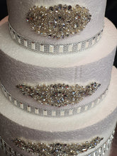 Load image into Gallery viewer, Rhinestone Effect Ribbon Trim, Crystal Look Cake Banding, Diamante Effect Mesh Ribbon, Wedding Cake Decoration, Craft Trim - 1 Yard
