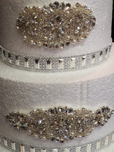 Load image into Gallery viewer, Rhinestone Effect Ribbon Trim, Crystal Look Cake Banding, Diamante Effect Mesh Ribbon, Wedding Cake Decoration, Craft Trim - 1 Yard
