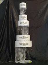 Load image into Gallery viewer, Beaded Wedding Cake Stand Crystal Illusion Floating cake Display with Lights
