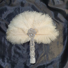 Load image into Gallery viewer, Feather Fan bridal hand fan, Ostrich feather wedding fan. by Crystal wedding uk
