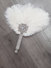 Load image into Gallery viewer, Set of blush pink 6 Feather Fan bouquets, Ostrich feathers, wedding style 1920&#39;s - any colour as custom made by Crystal wedding uk
