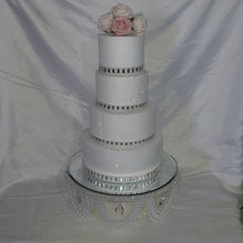 Load image into Gallery viewer, Pearl &amp; Crystal Wedding Cake Stand: Rhinestone Drape, Mirror Top
