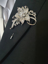 Load image into Gallery viewer, Crystal Brooch Wedding Bouquet: Silver jewel bridal Cascade Design
