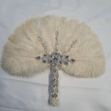 Load image into Gallery viewer, Feather Fan wedding bouquet, feather bouquet by Crystal wedding uk

