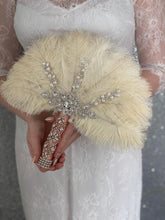 Load image into Gallery viewer, Feather Fan wedding bouquet, feather bouquet by Crystal wedding uk
