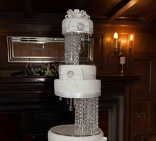 Load image into Gallery viewer, Tall floor cake table Crystal Chandelier Cake Stand Set: LED Wedding Cake Separators
