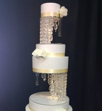 Load image into Gallery viewer, Tall floor cake table Crystal Chandelier Cake Stand Set: LED Wedding Cake Separators
