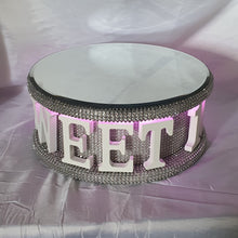 Load image into Gallery viewer, Sweet 16 cake stand date- REAL CRYSTAL stone celebration cake stand + lights
