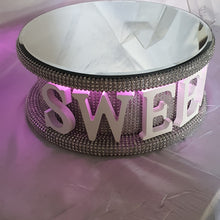 Load image into Gallery viewer, Sweet 16 cake stand date- REAL CRYSTAL stone celebration cake stand + lights
