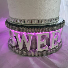 Load image into Gallery viewer, Sweet 16 cake stand date- REAL CRYSTAL stone celebration cake stand + lights
