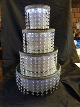 Load image into Gallery viewer, Real crystal tiered stacked crystal cake stands and separators with led by Crystal wedding uk
