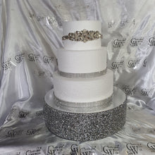 Load image into Gallery viewer, Silver Crystal ENCRUSTED wedding cake stand - round or square by Crystal wedding uk
