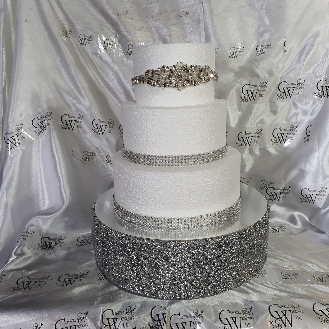 Silver Crystal ENCRUSTED wedding cake stand - round or square by Crystal wedding uk