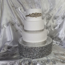 Load image into Gallery viewer, Silver Crystal ENCRUSTED wedding cake stand - round or square by Crystal wedding uk
