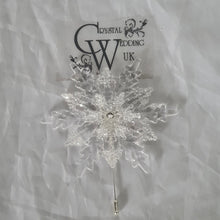 Load image into Gallery viewer, Crystal Snowflake Boutonniere - Grooms Boutonniere for a Winter Wedding - Christmas Wedding
