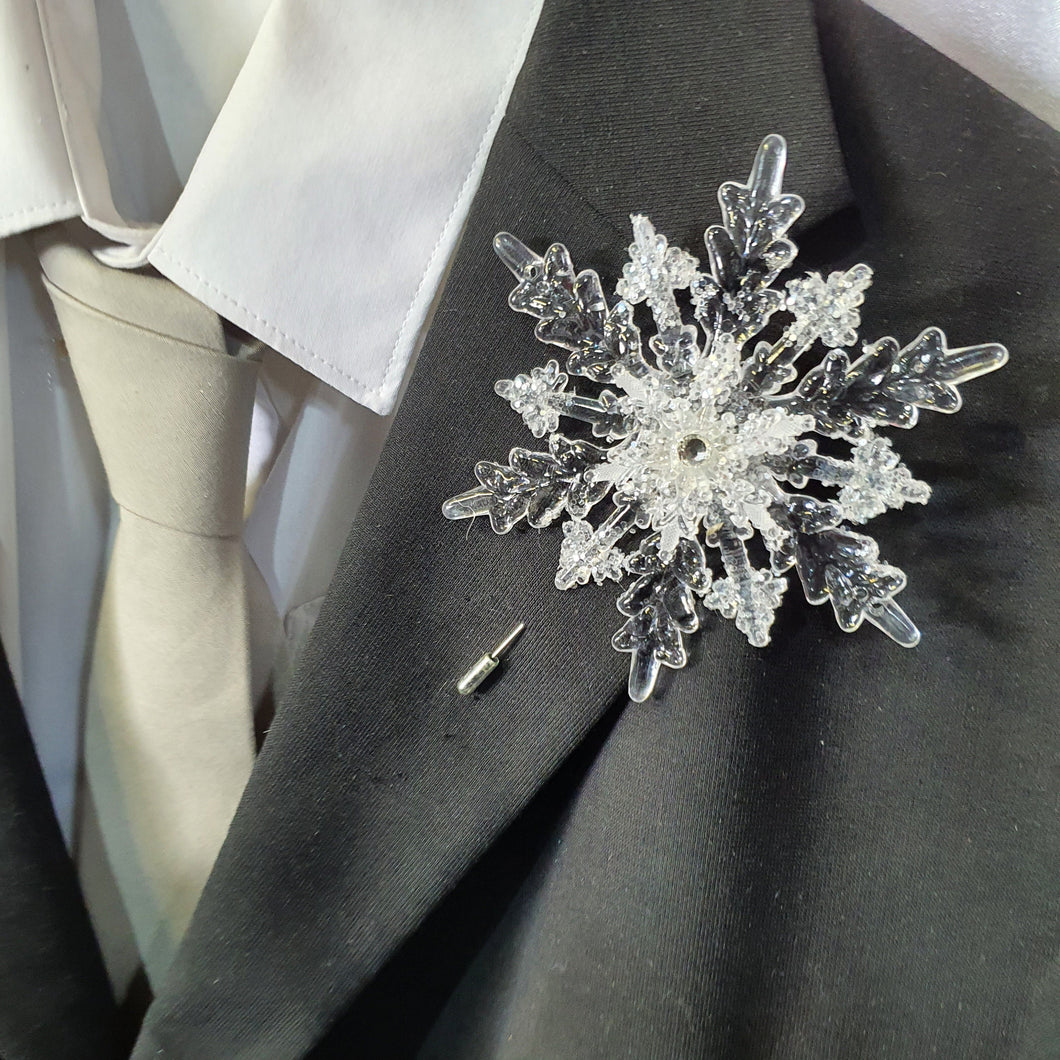 Crystal Snowflake Boutonniere - Grooms Boutonniere for a Winter Wedding - Christmas Wedding