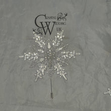 Load image into Gallery viewer, Crystal Snowflake Boutonniere - Grooms Boutonniere for a Winter Wedding - Christmas Wedding
