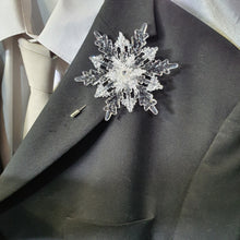 Load image into Gallery viewer, Crystal Snowflake Boutonniere - Grooms Boutonniere for a Winter Wedding - Christmas Wedding
