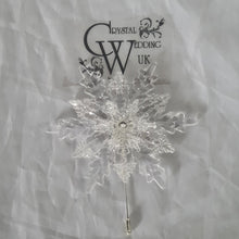 Load image into Gallery viewer, Crystal Snowflake Boutonniere: Winter Wedding Groom Accessory
