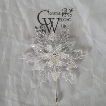 Load image into Gallery viewer, Crystal Snowflake Boutonniere - Grooms Boutonniere for a Winter Wedding - Christmas Wedding
