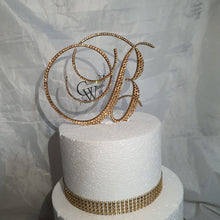 Load image into Gallery viewer, Crystal Letter Cake Topper: Gold Rhinestone Monogram Initial
