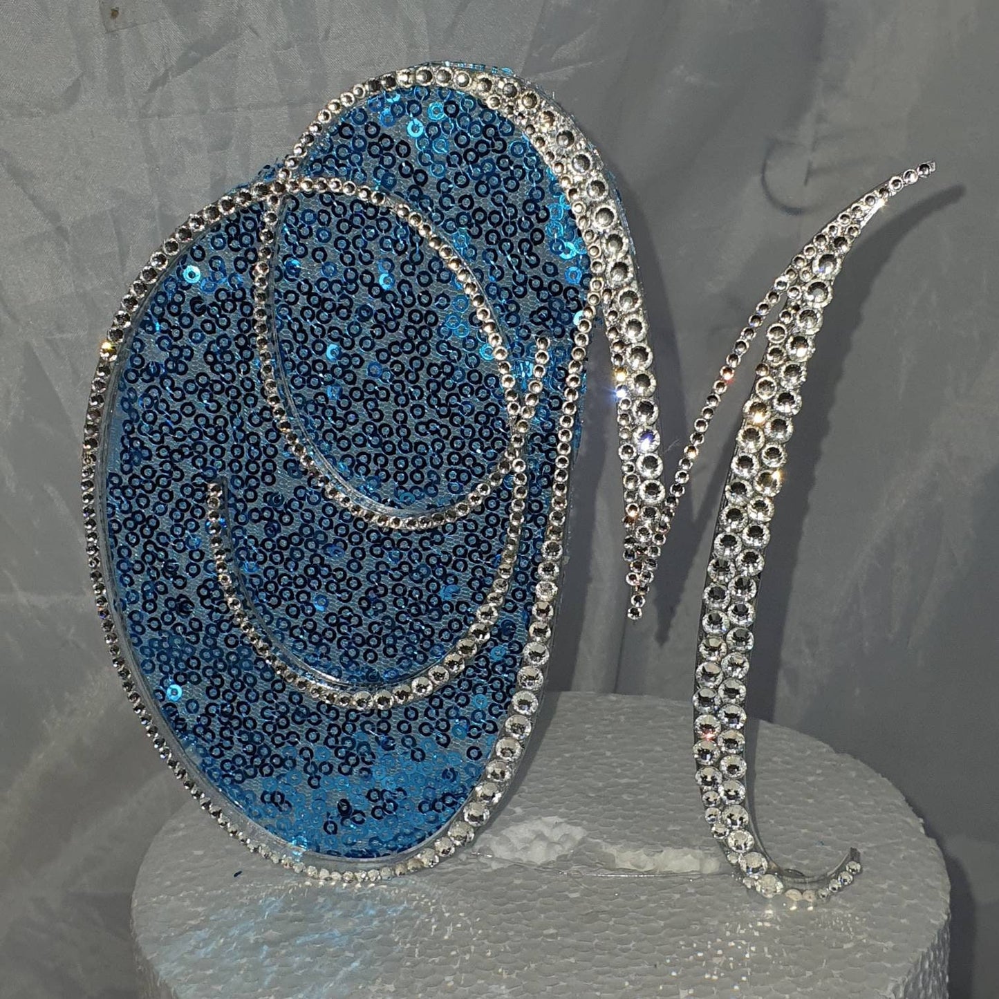 6 Inch Rhinestone Letter Cake Topper | Custom Initial Monogram | Silver Crystal Birthday Wedding Cake Decor