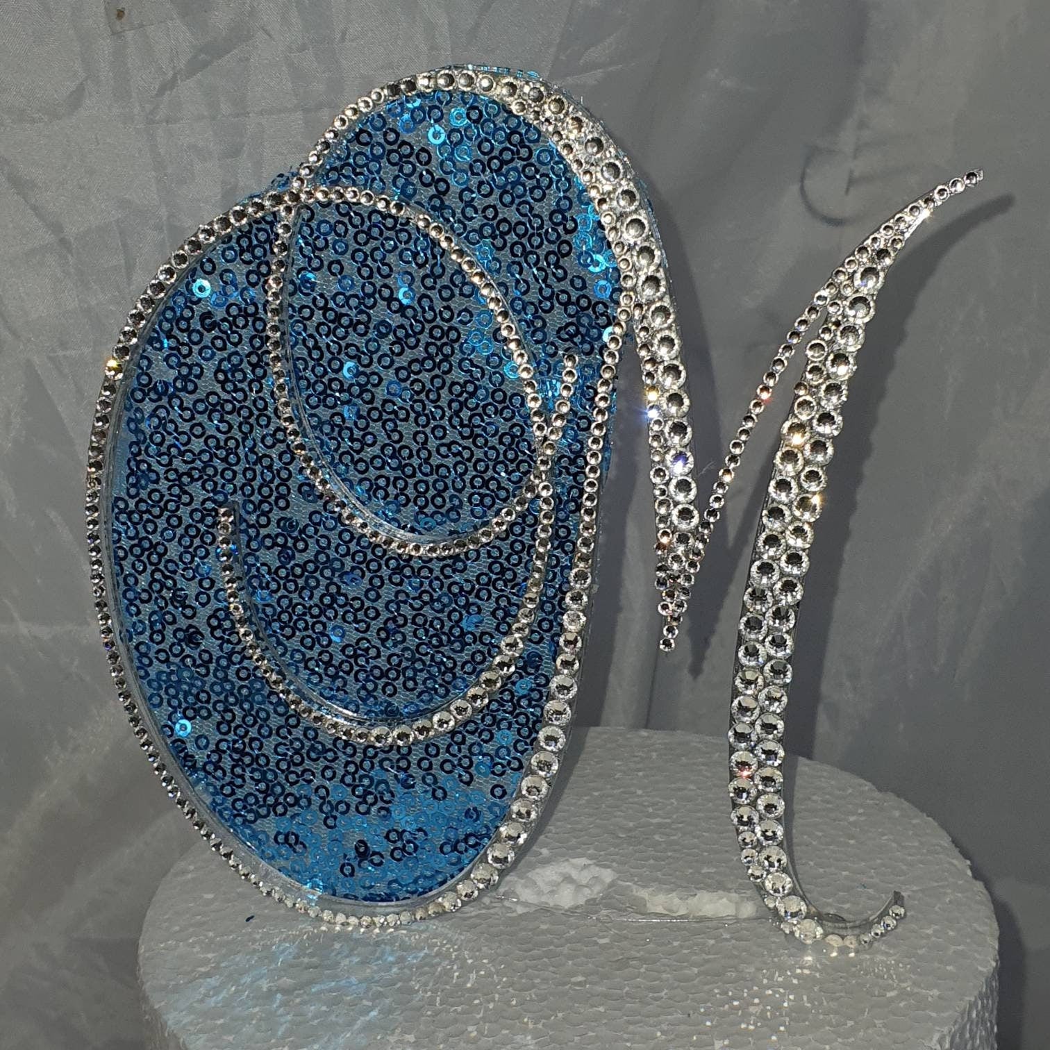 6 Inch Rhinestone Letter Cake Topper | Custom Initial Monogram | Silver Crystal Birthday Wedding Cake Decor