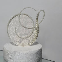 Load image into Gallery viewer, Pearl Lace Initial Cake Topper: 6" Monogram Wedding Decor
