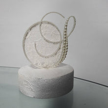 Load image into Gallery viewer, Pearl Lace Initial Cake Topper: 6" Monogram Wedding Decor
