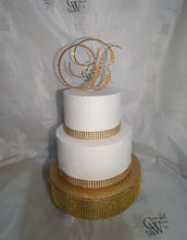 Load image into Gallery viewer, Crystal Letter Cake Topper: Gold Rhinestone Monogram Initial
