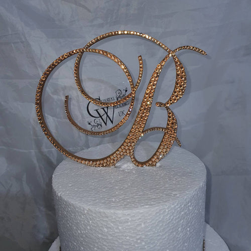 Gold Crystal Letter cake topper monogram linitials rhinestone Cake Topper decor, Wedding rhinestone cake jewel letters decorations.