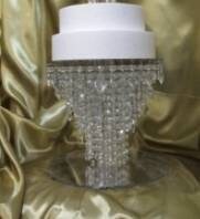 Load image into Gallery viewer, Chandelier Cake Stand 12″ LED Lights – Crystal Wedding Cake Display Stand – Luxury Acrylic &amp; Lights Cake Holder
