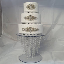 Load image into Gallery viewer, Chandelier Cake Stand 12″ LED Lights – Crystal Wedding Cake Display Stand – Luxury Acrylic &amp; Lights Cake Holder
