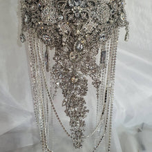 Load image into Gallery viewer, Crystal Brooch Wedding Bouquet: 7" Cascade Jewel Bridal Bouquet
