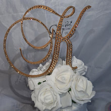 Load image into Gallery viewer, Swarovski Crystal elements Wedding Cake topper many sizes Any Letter monogram custom cake topper, bling cake topper, rhinestone cake topper
